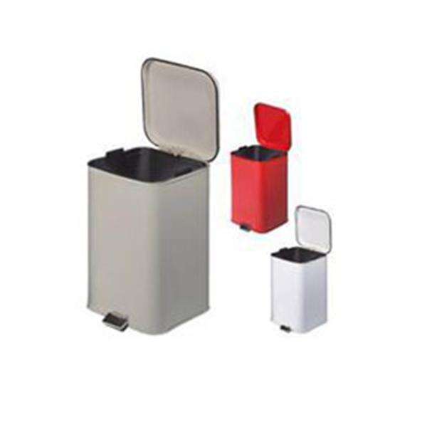 Can Trash SS/Enml Fnsh 8gal Step-On Pedal Overlapping Lid Beige Square Each